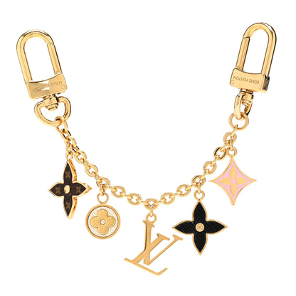 Louis Vuitton Brass Enamel Fleur De Monogram Bag Charm Chain Gold 1 of 4