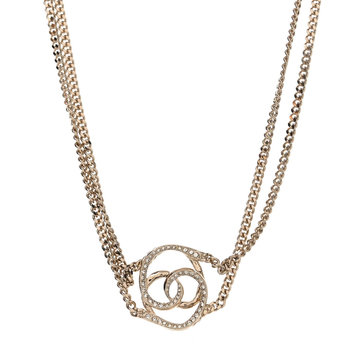 Crystal CC Oval Necklace Gold