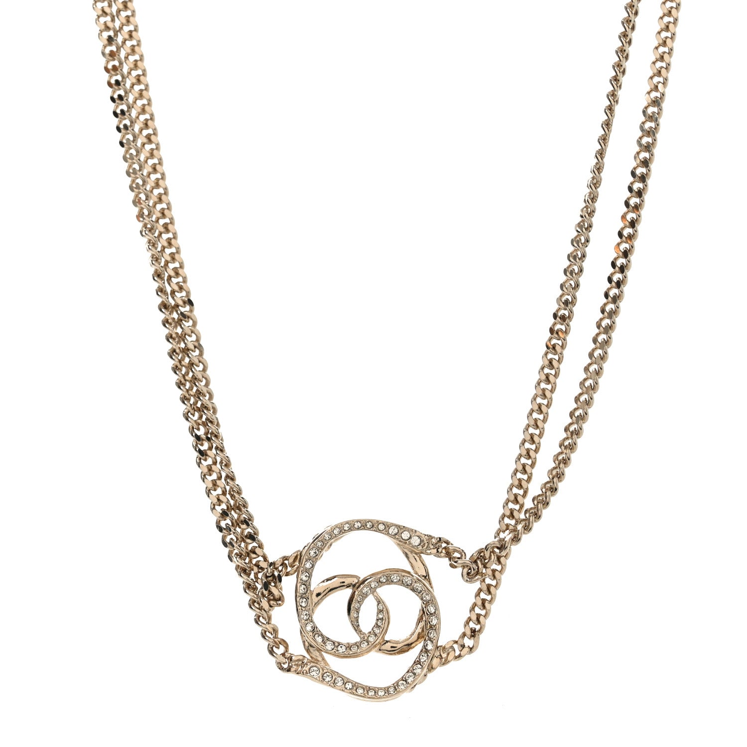 Chanel Crystal CC Oval Necklace Gold 1 of 5