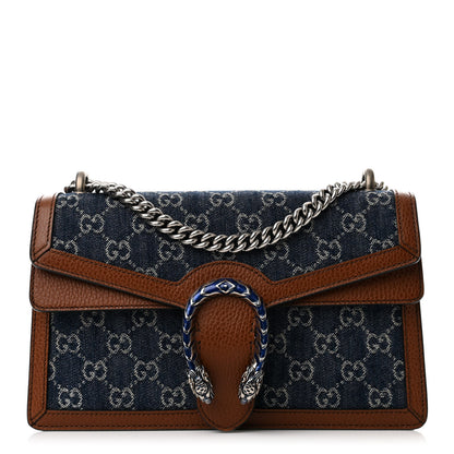 Gucci New Denim GG Monogram Dollar Calfskin Enamel Small Dionysus Shoulder Bag Blue Tea Cuir Epilog Electric Blue 1 of 12