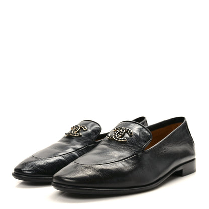 Chanel Shiny Calfskin CC Mocassin Loafers 35.5 Black 3 of 9