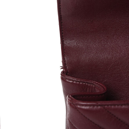 Saint Laurent Sheepskin Matelasse Chevron Monogram Medium College Bag Rouge Legion 8 of 16