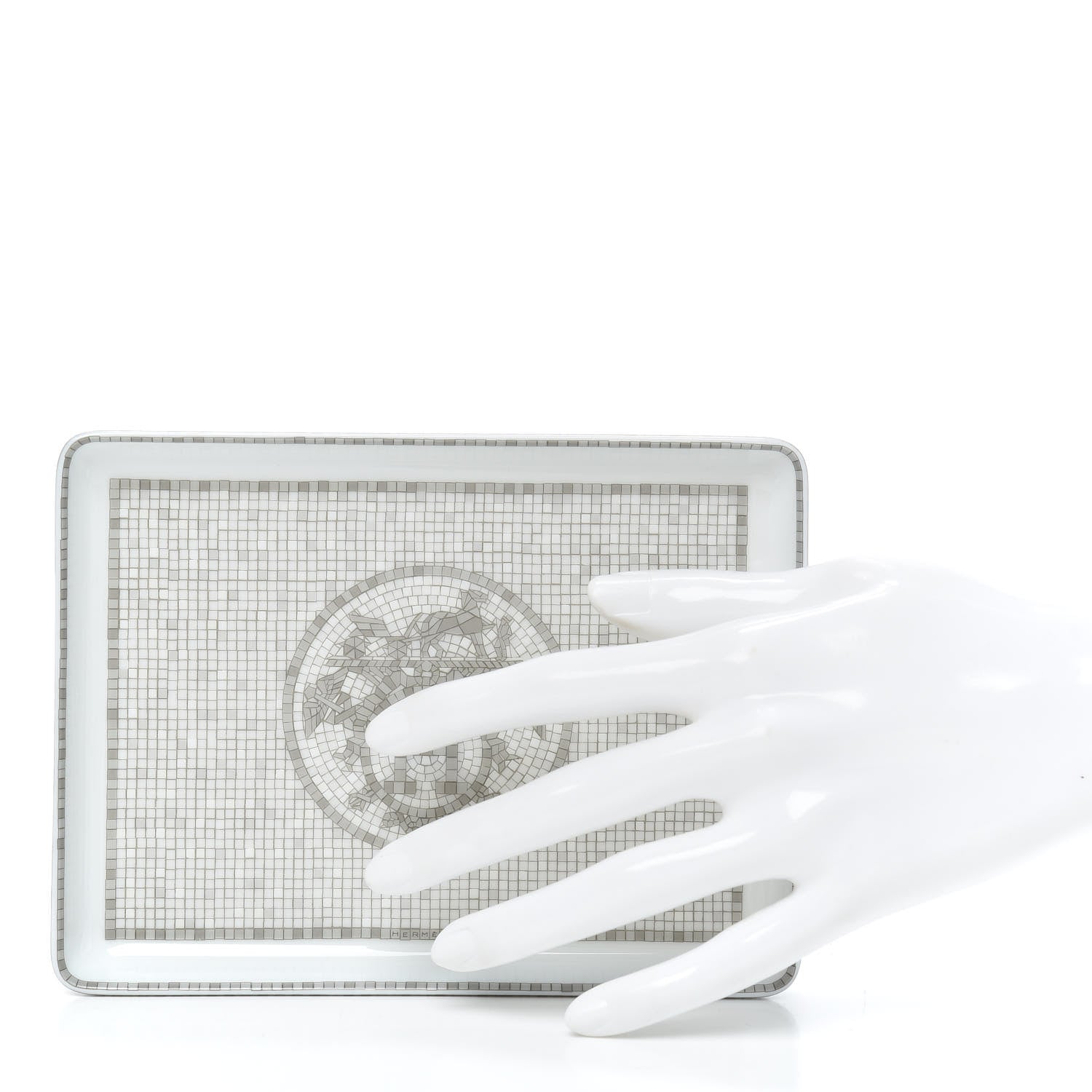 Hermes Porcelain Mosaique Au 24 Sushi Plate Platine 2 of 4