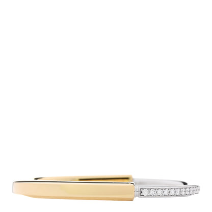 Tiffany 18K Yellow White Gold Diamond Tiffany Lock Half Pave Bangle Bracelet 2 of 3