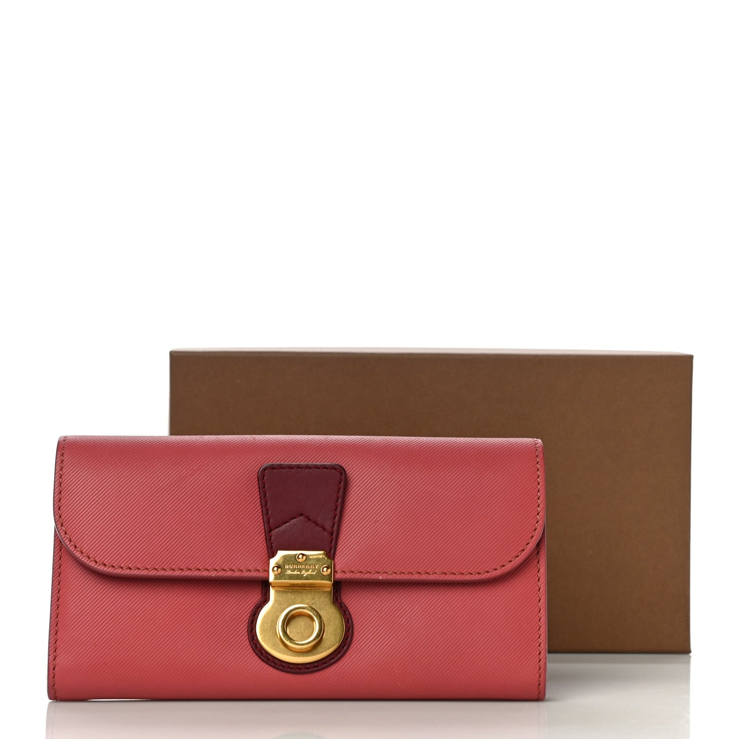 Trench Calfskin DK88 Halton Flap Wallet Pink Burgundy