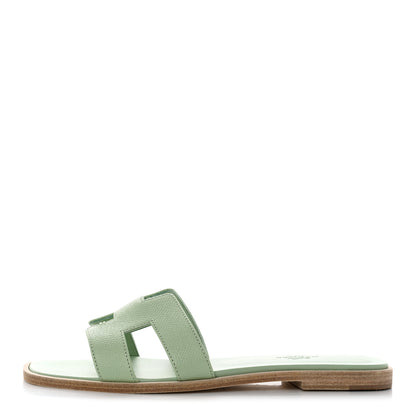 Hermes Epsom Oran Sandals 38.5 Vert Jade 1 of 8