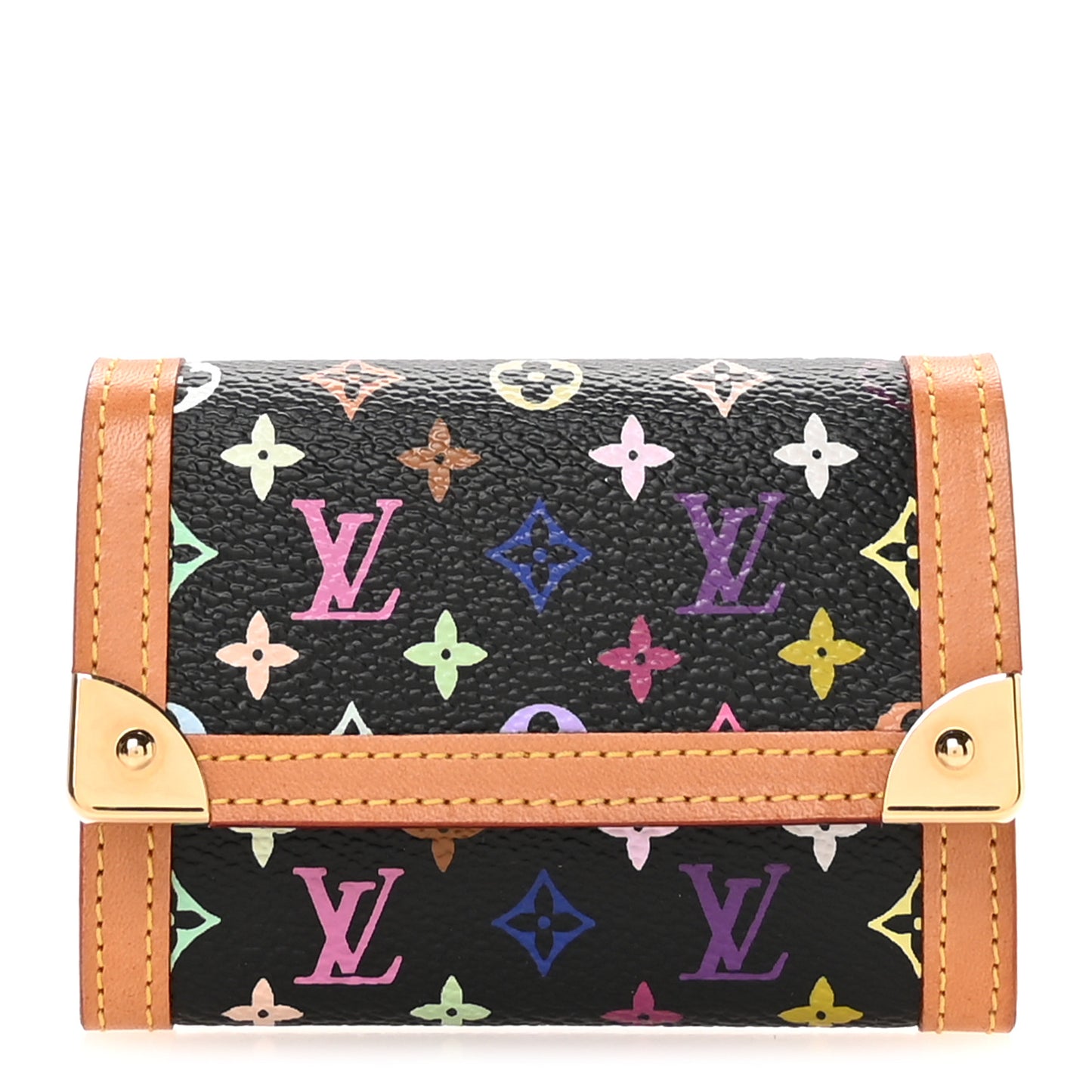 Monogram Multicolor Porte-Monnaie Plat Coin Purse Black