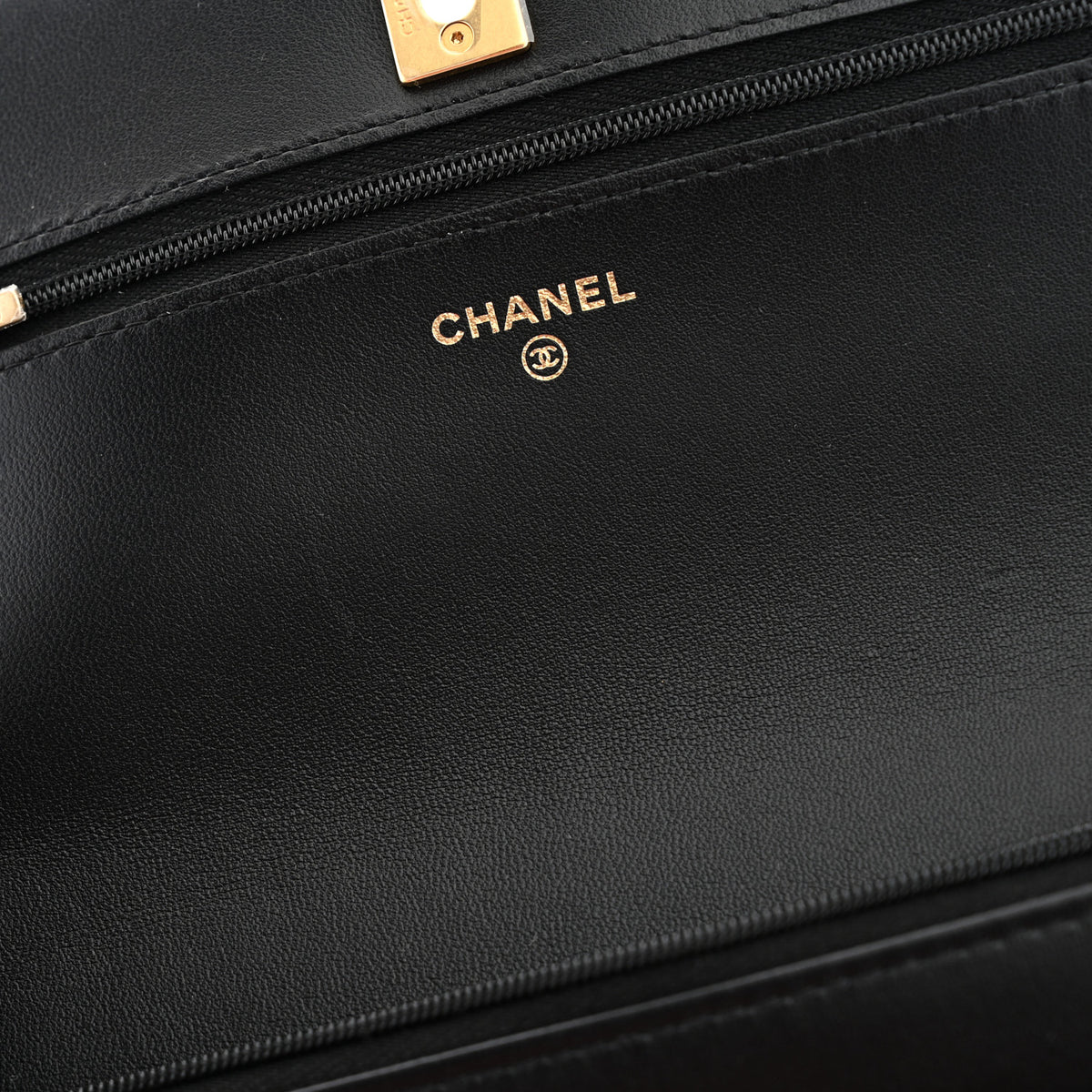 Lambskin Quilted Sweet Camellia Wallet on Chain WOC Black