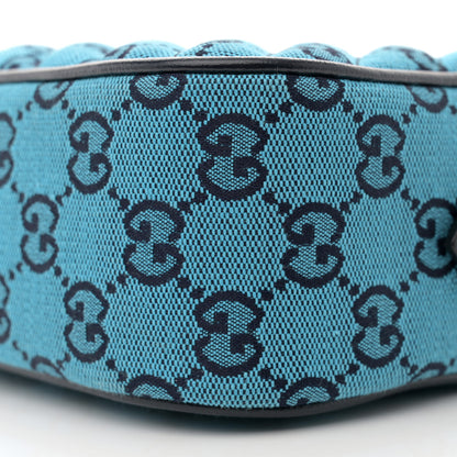 Gucci Monogram Multicolor Matelasse Diagonal Small GG Marmont Chain Shoulder Bag Light Blue 10 of 11