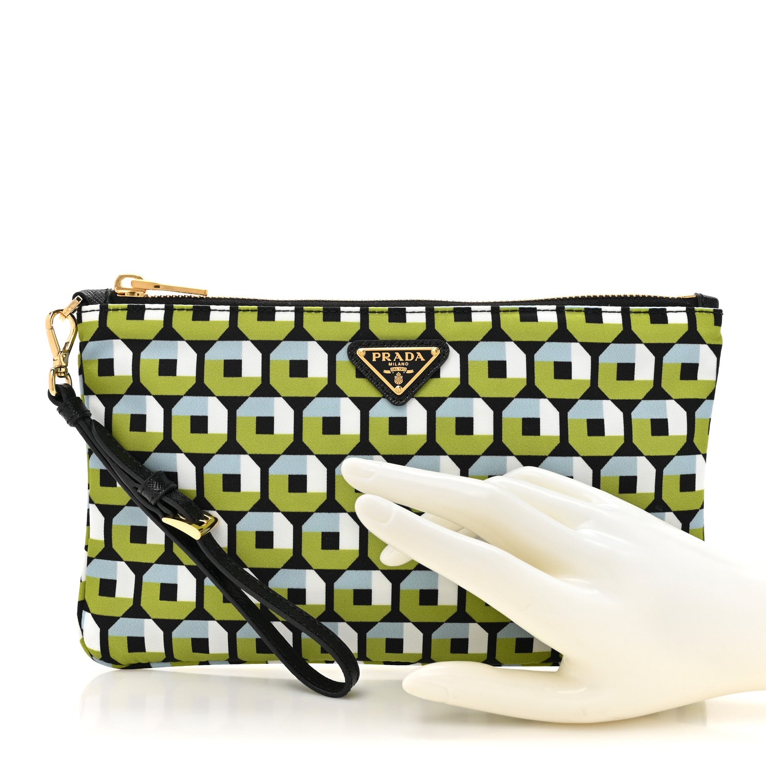 Prada Nylon Printed Holliday Wristlet Black Multicolor 2 of 6