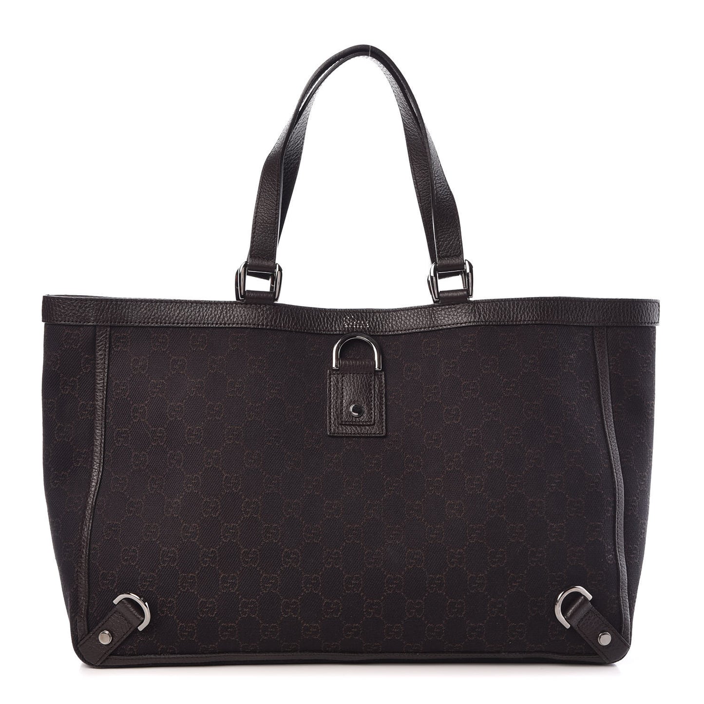 Denim Monogram Large Abbey Tote Dark Brown