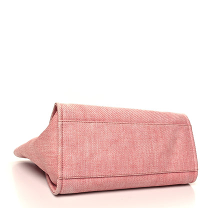 Chanel Woven Straw Raffia Medium Deauville Tote Pink White 4 of 14