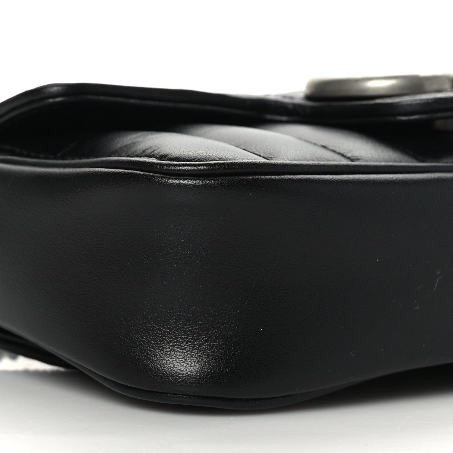 Gucci Calfskin Matelasse Aria Super Mini GG Marmont Shoulder Bag Black 8 of 9