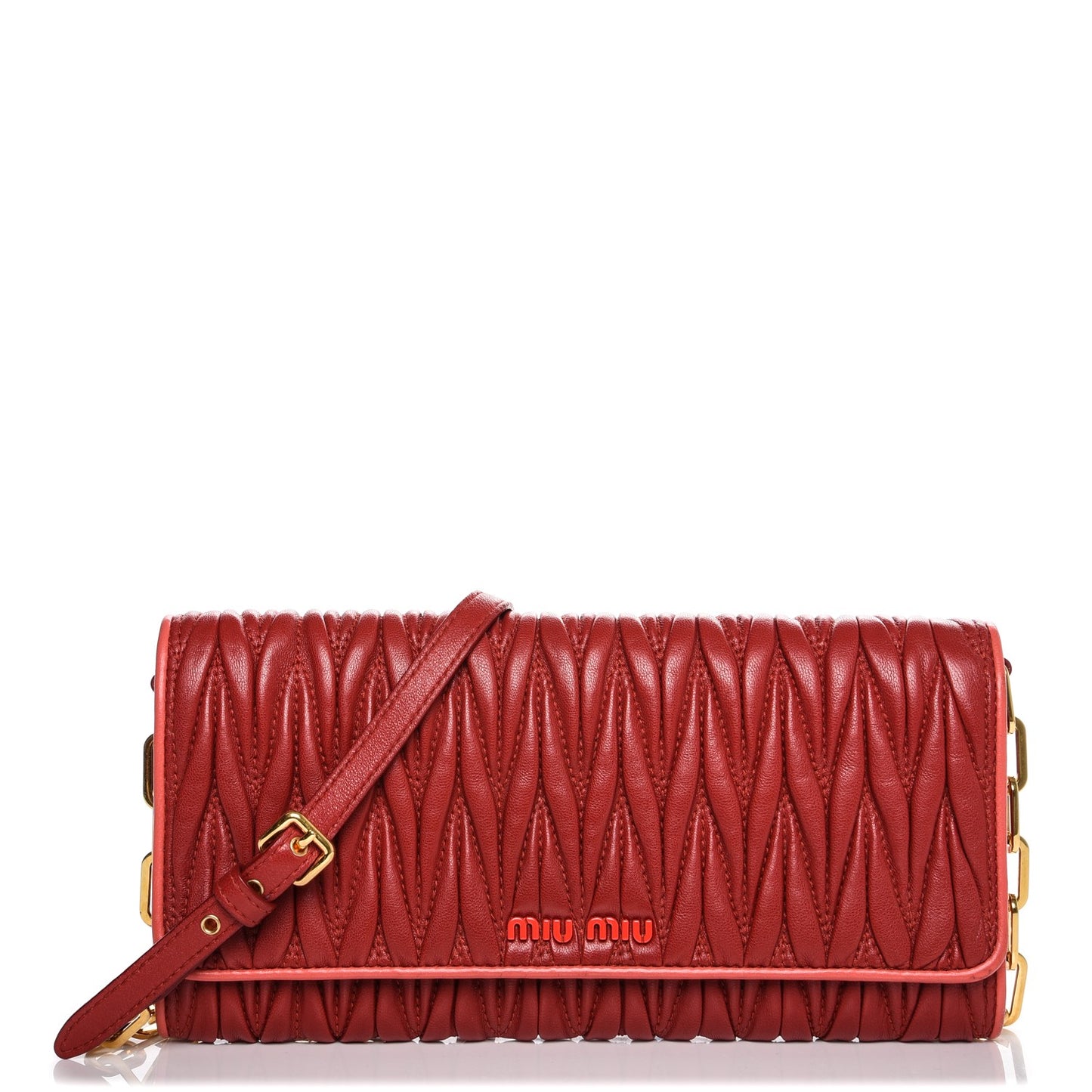 Nappa Matelasse Wallet On Chain Rosso