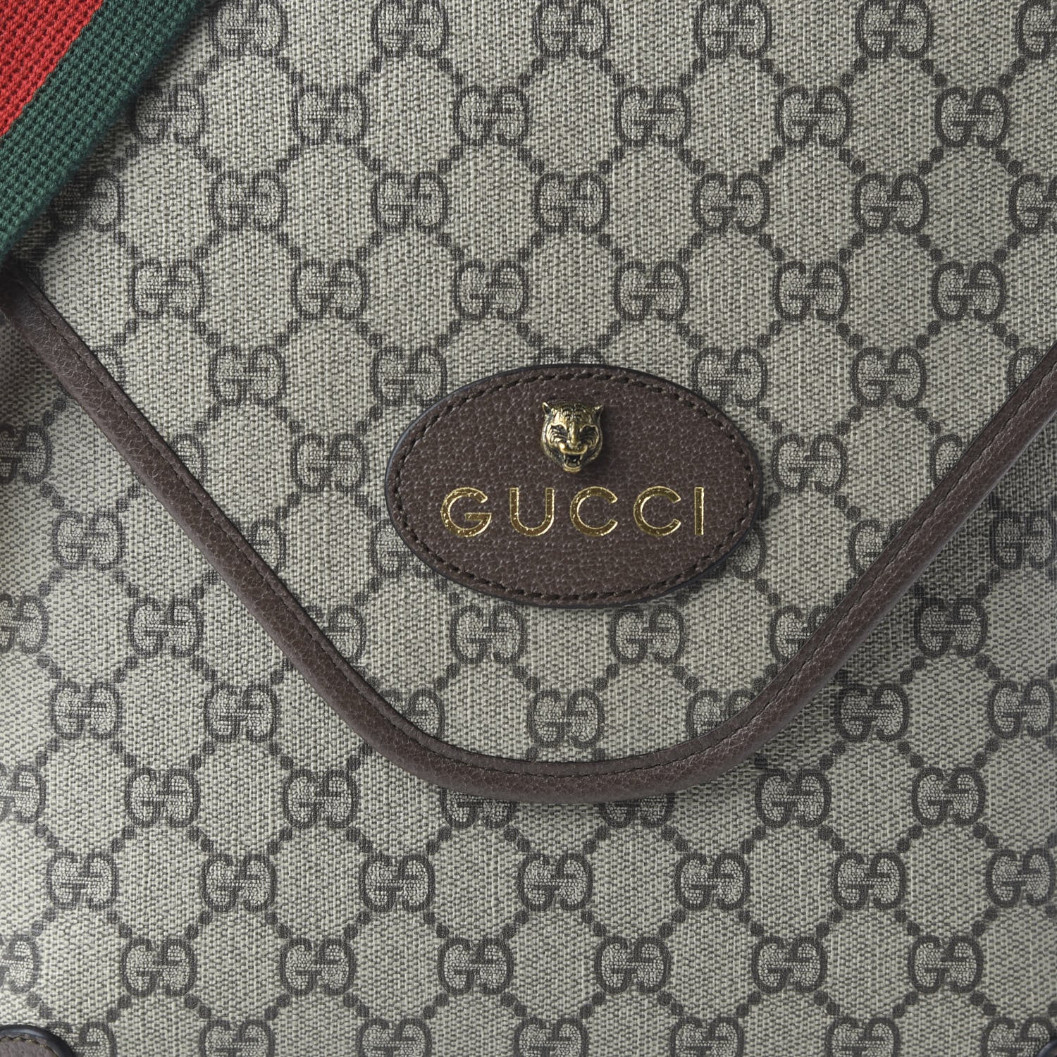 Gucci GG Supreme Monogram Web Medium Neo Vintage Flap Messenger Bag Beige New Acero 10 of 10