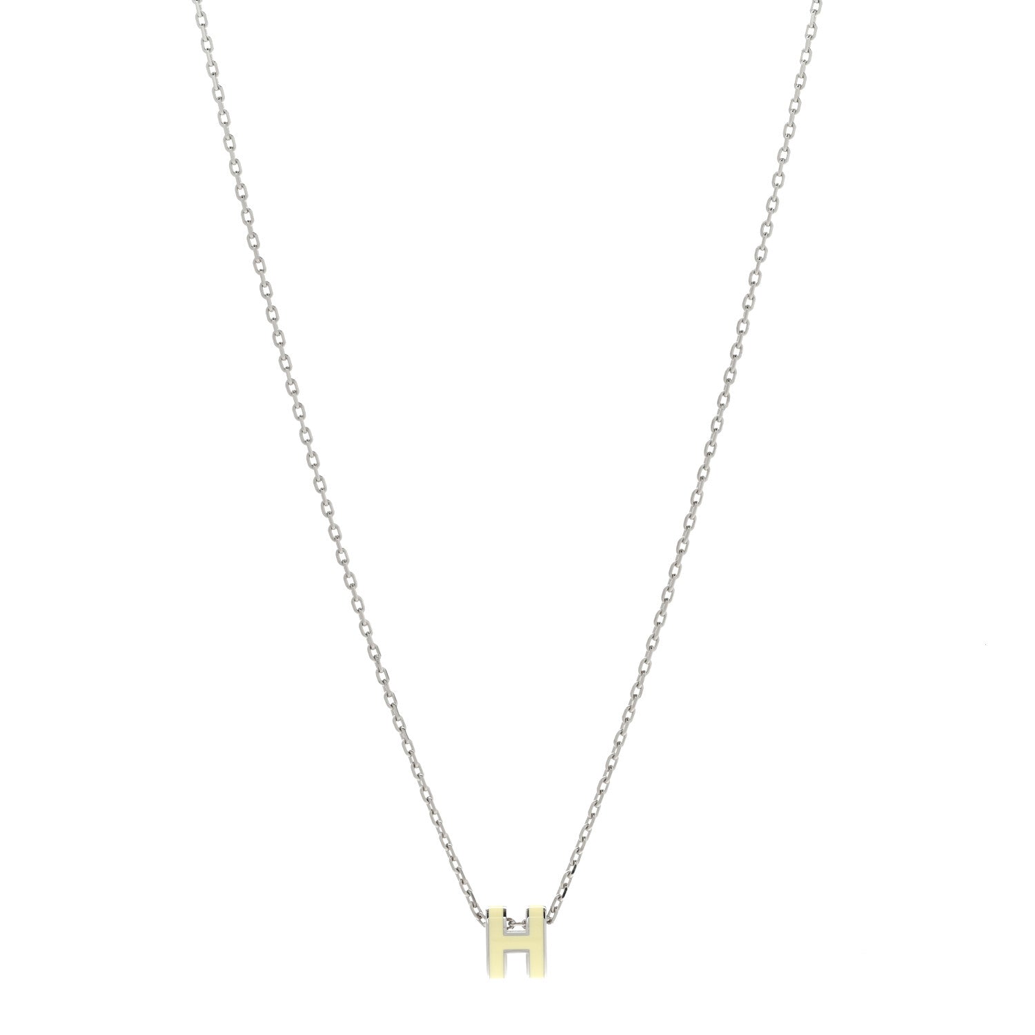 Hermes Palladium Mini Pop H Pendant Necklace Jaune Soufre Pale 1 of 8