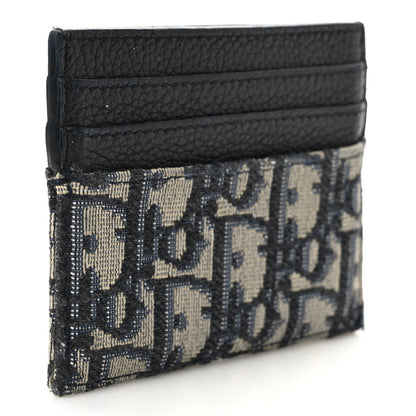 Christian Dior CHRISTIAN DIOR Grained Calfskin Oblique Card Holder Black 3 of 7