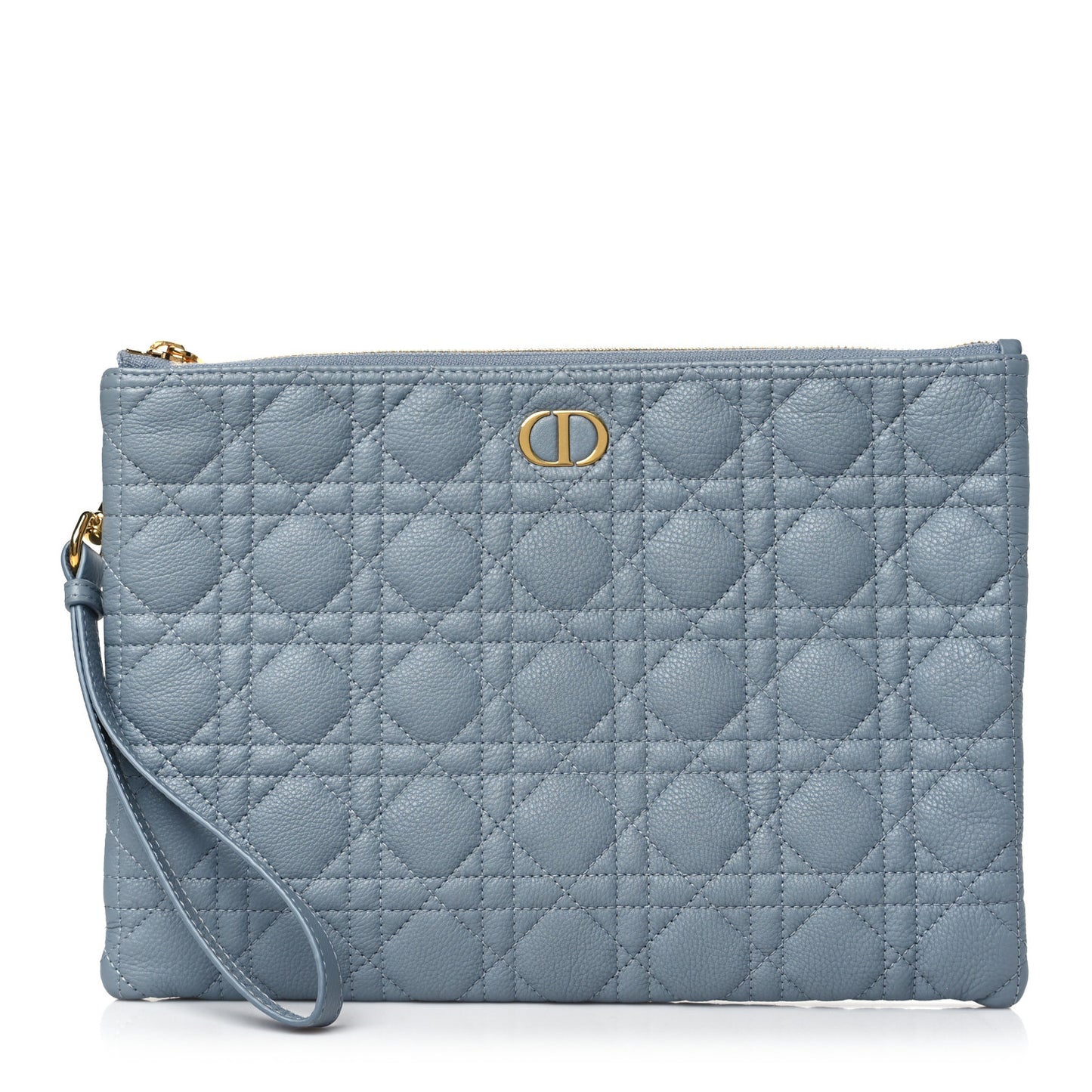 Supple Calfskin Cannage Large Caro Daily Pouch Cloud Blue