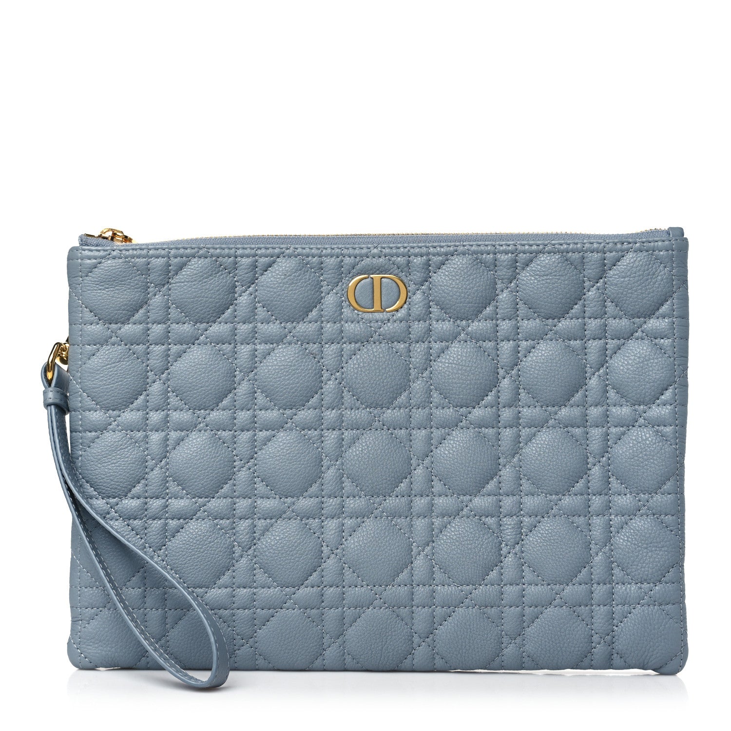 Christian Dior Supple Calfskin Cannage Large Caro Daily Pouch Cloud Blue 1 of 11