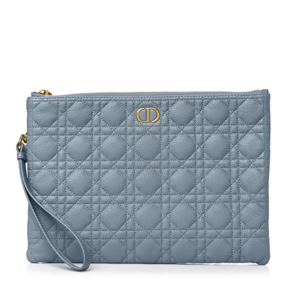 Christian Dior Supple Calfskin Cannage Large Caro Daily Pouch Cloud Blue 1 of 11