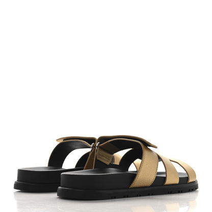 Hermes Metallic Goatskin Womens Chypre Sandals 37 Dore 5 of 10