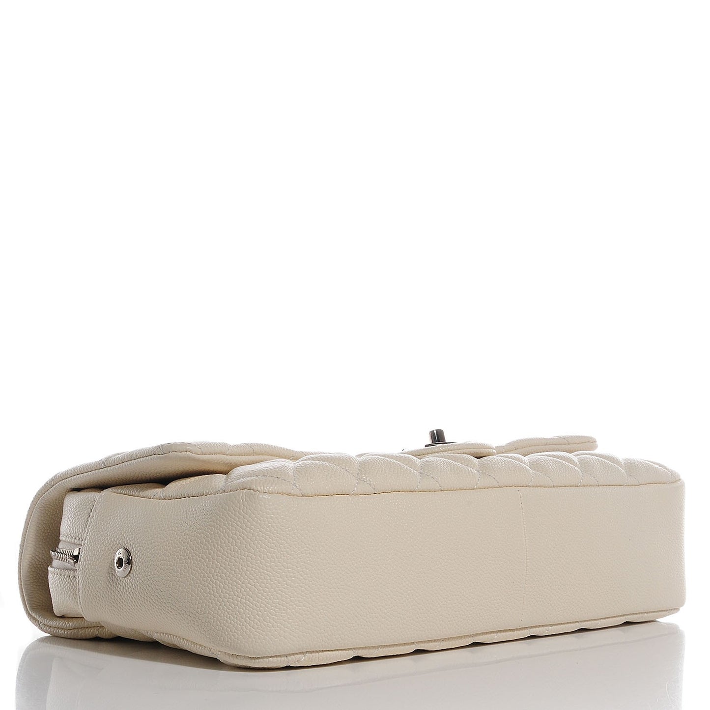 Caviar Quilted Jumbo Easy Flap Dark White