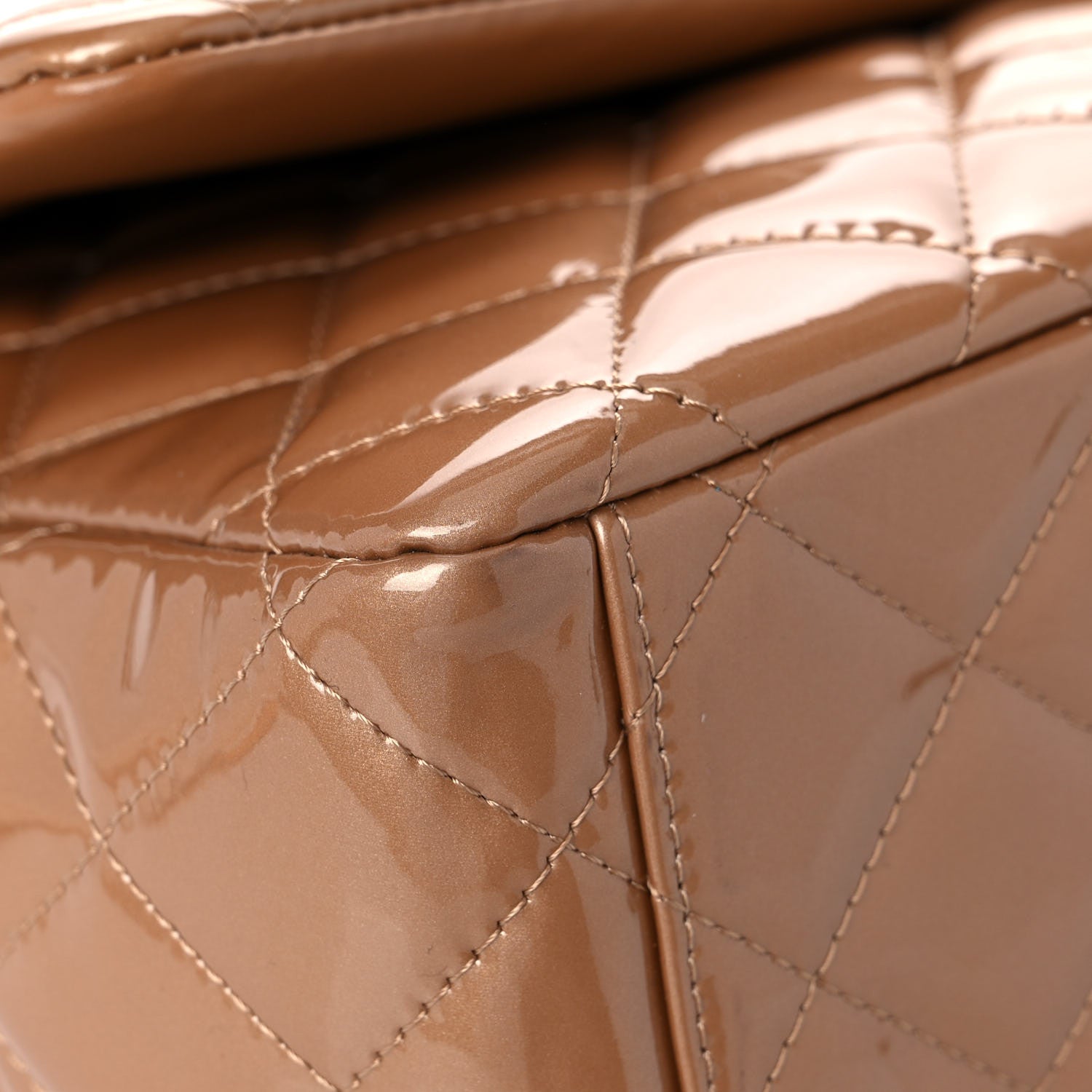 Chanel Patent Calfskin Quilted Maxi Double Flap Dark Beige 8 of 14