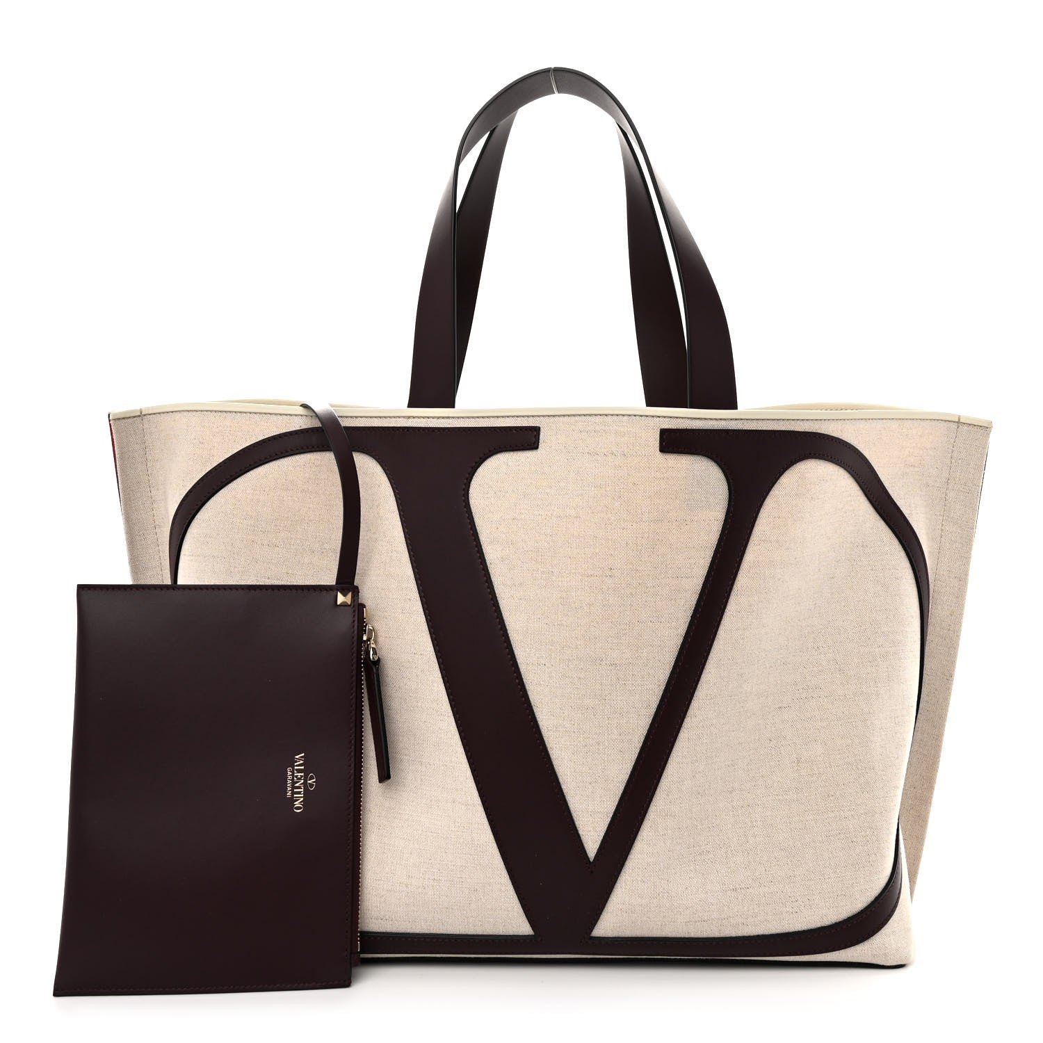 Valentino Garavani Canvas Large Escape Tote Natural Brown 1 of 10