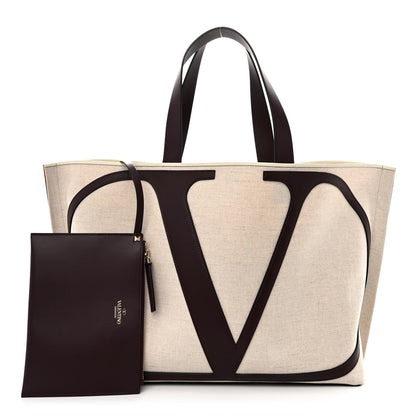 Valentino Garavani Canvas Large Escape Tote Natural Brown 1 of 10