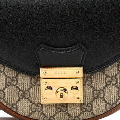 Gucci GG Supreme Monogram Calfskin Small Padlock Messenger Shoulder Bag Beige Black Cuir 8 of 11