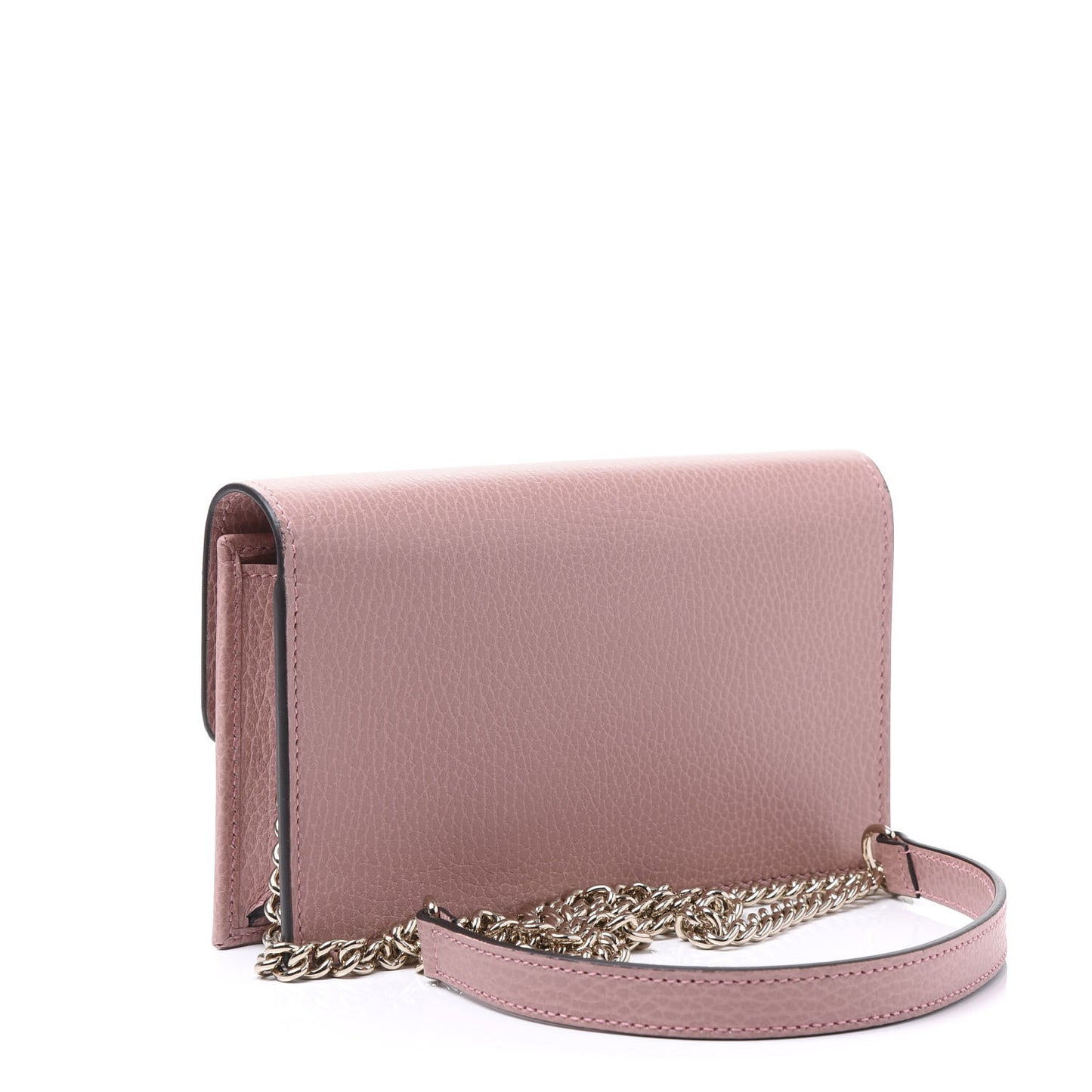 Dollar Calfskin Interlocking G Chain Wallet Soft Pink