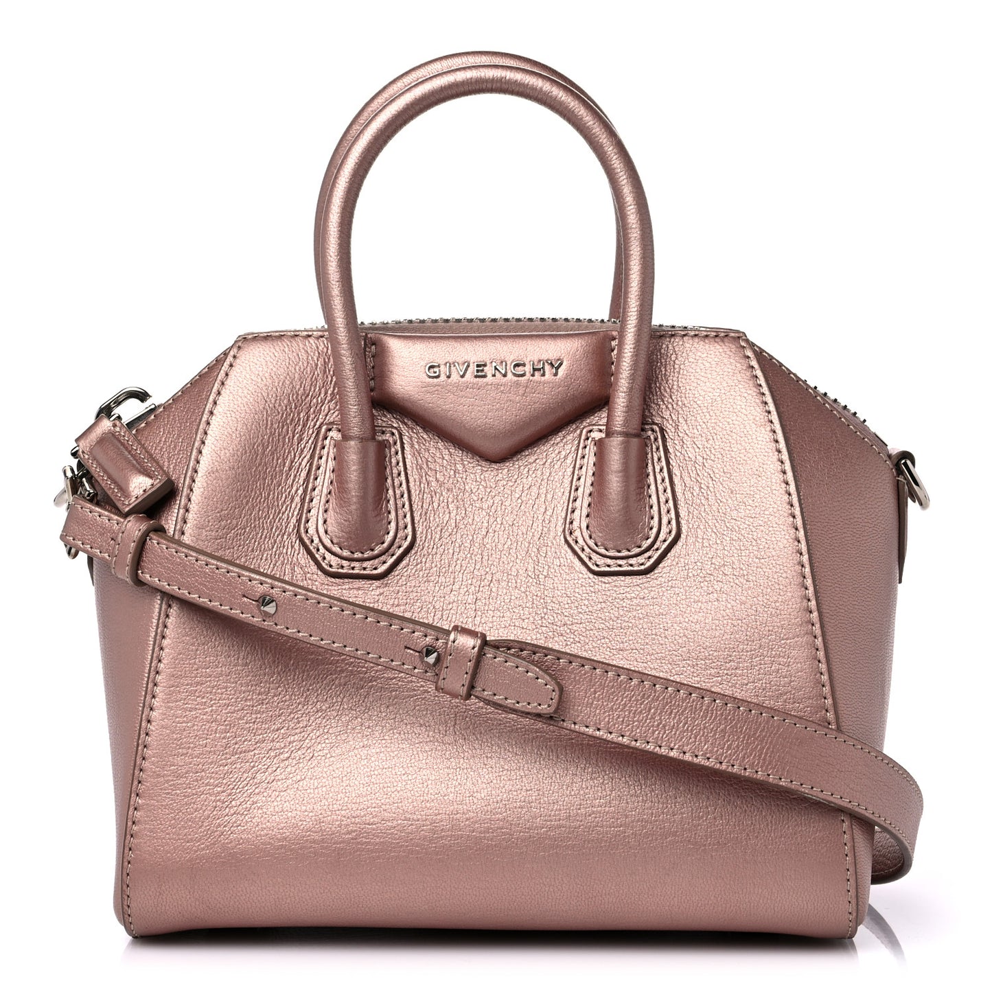 Metallic Sugar Goatskin Mini Antigona Light Pink