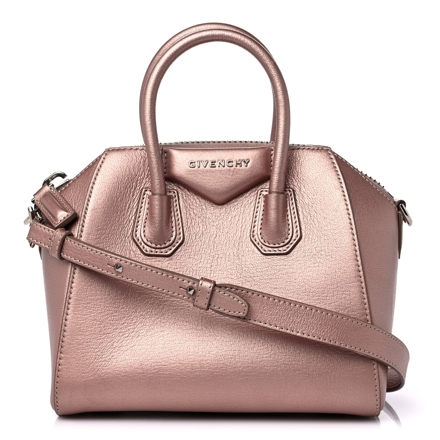 Givenchy Metallic Sugar Goatskin Mini Antigona Light Pink 1 of 13
