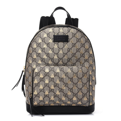 Gucci GG Supreme Monogram Bees Print Small Day Backpack Beige Oro Black 1 of 13