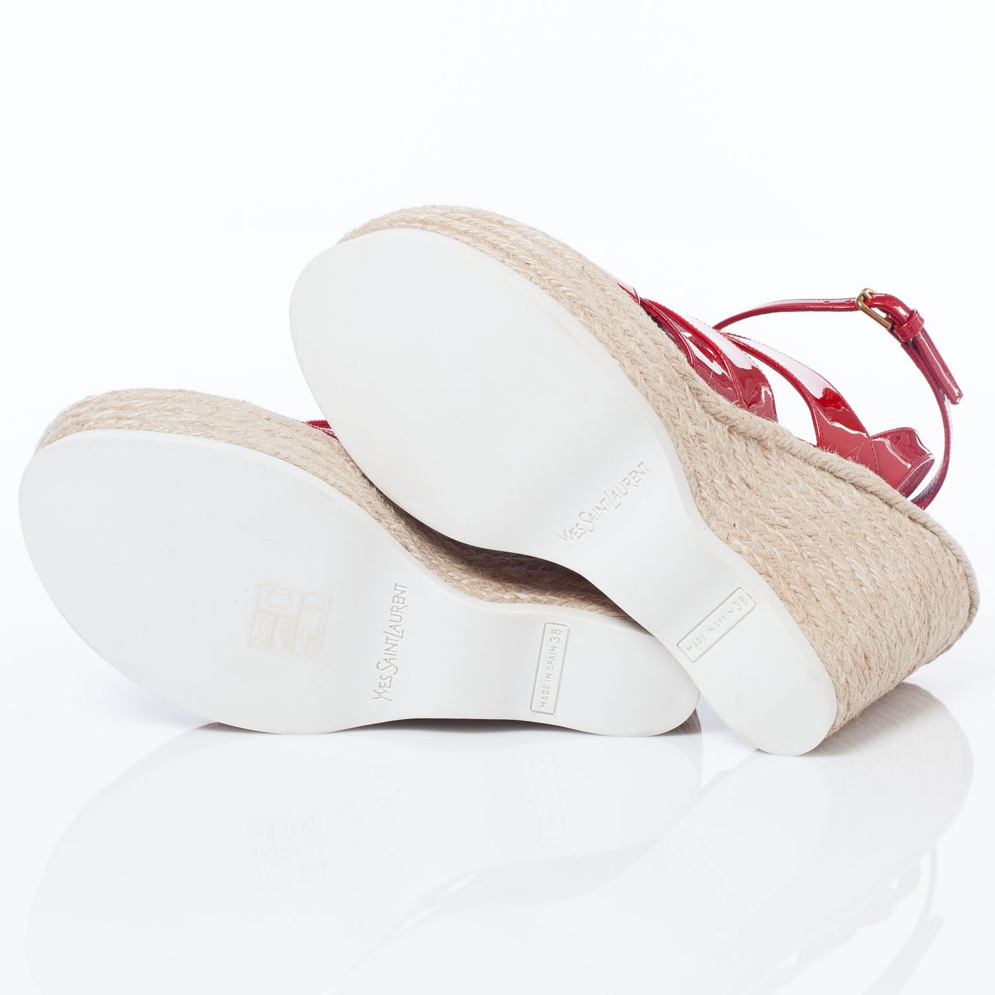 Patent Saint Malo Platform Espadrille Wedge Sandals 38 NEW Red
