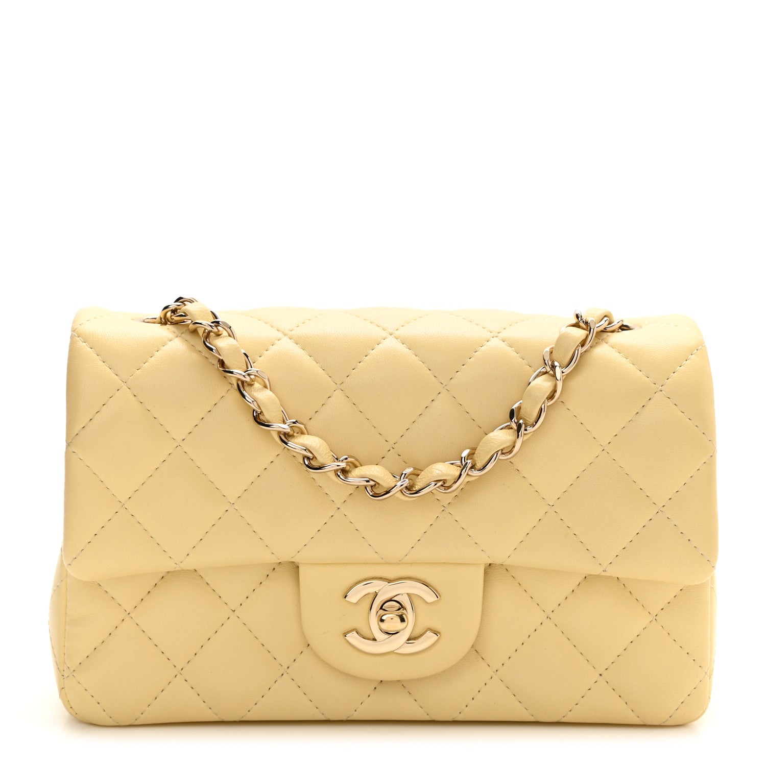 Chanel Lambskin Quilted Mini Rectangular Flap Light Yellow 1 of 10