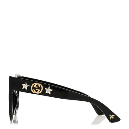 Gucci Acetate Crystal Star Round Frame Sunglasses GG0208S Black 3 of 8