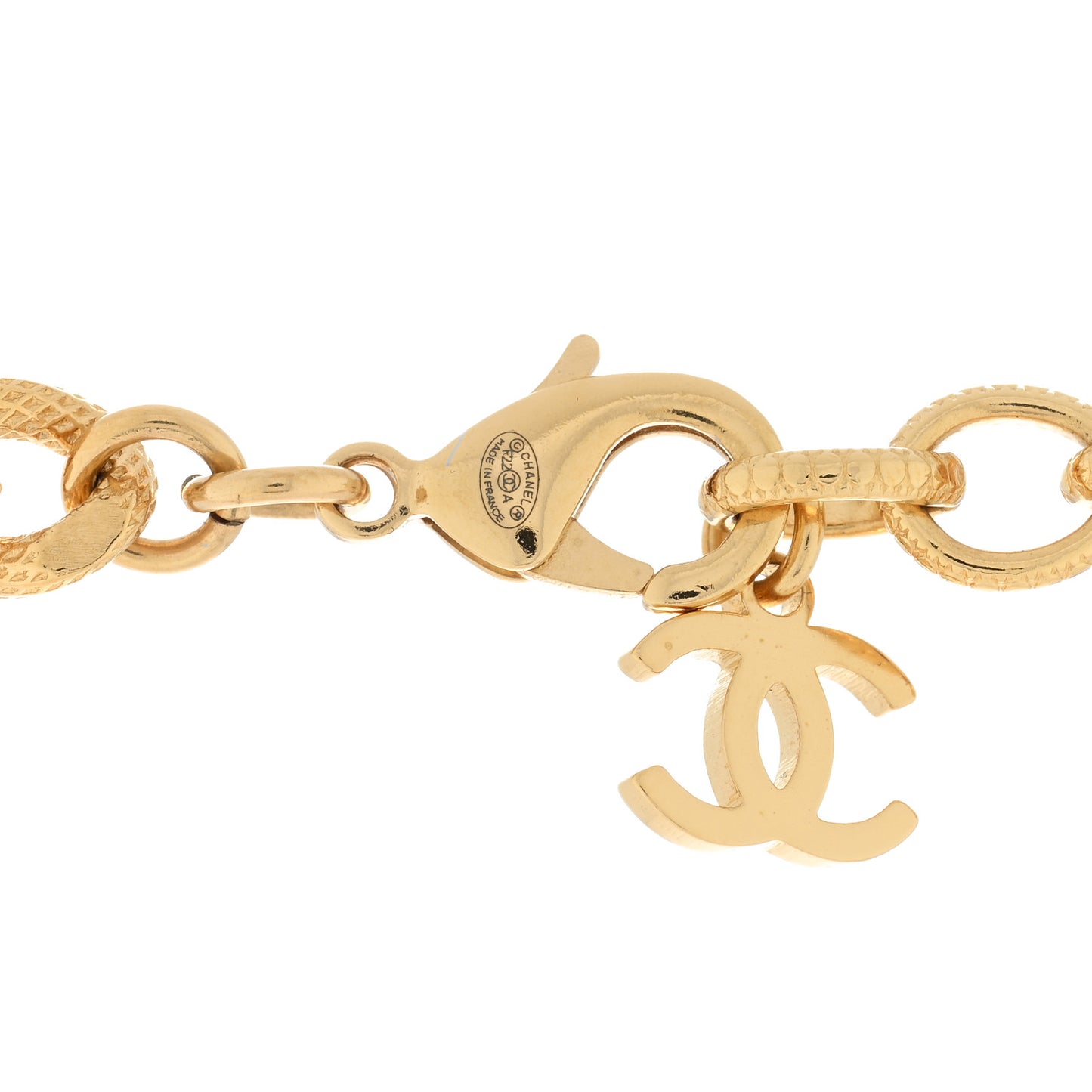 Crystal Chain Link CC Choker Necklace Gold