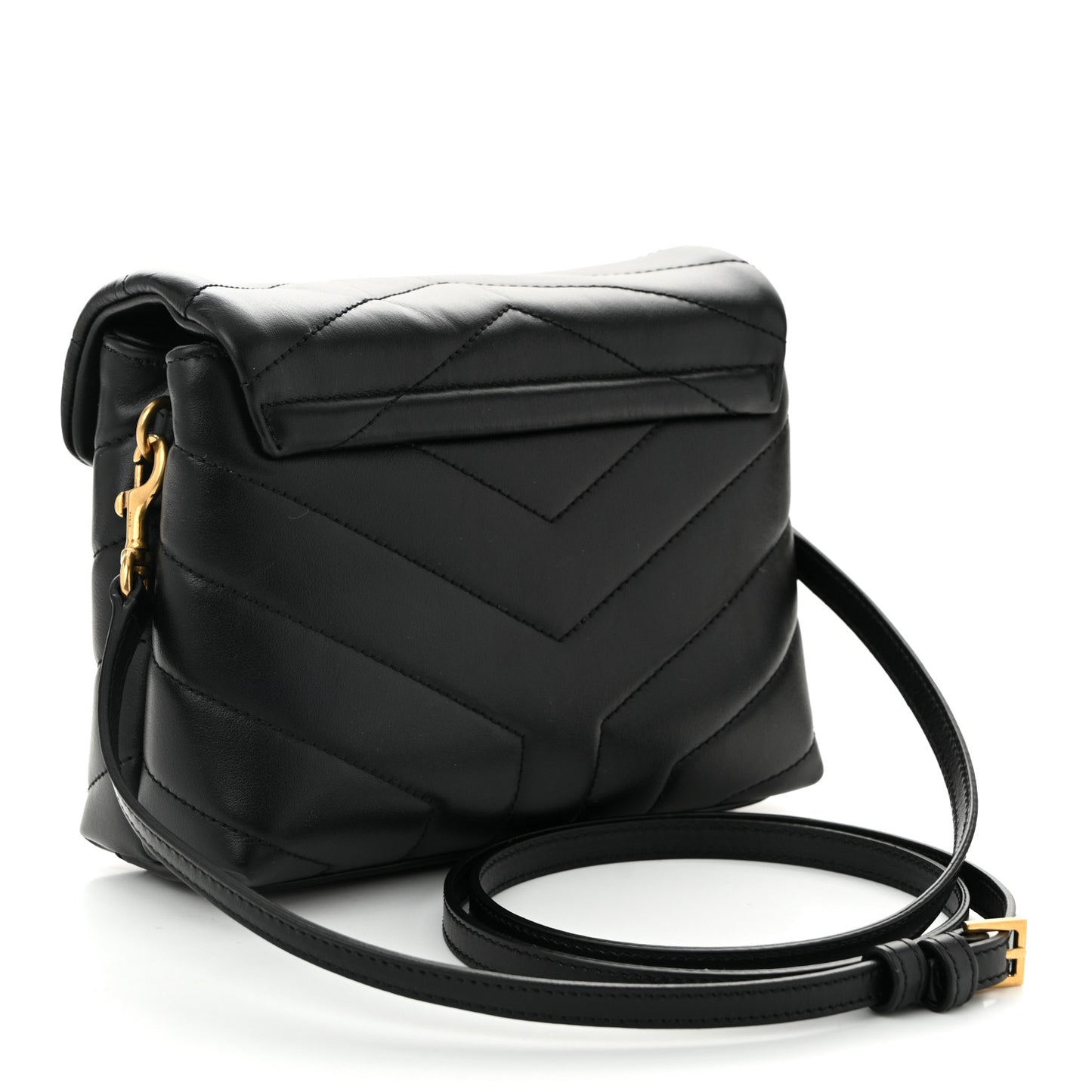 Calfskin Y Quilted Monogram Toy Loulou Crossbody Bag Black