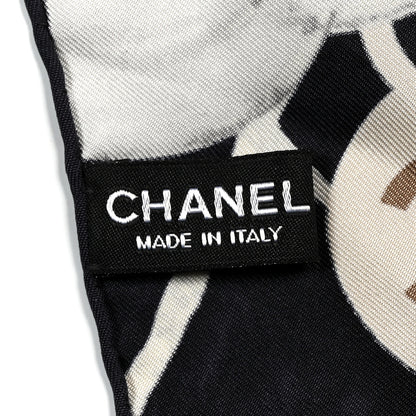 Chanel Silk Camellia CC Square Scarf Black 3 of 4