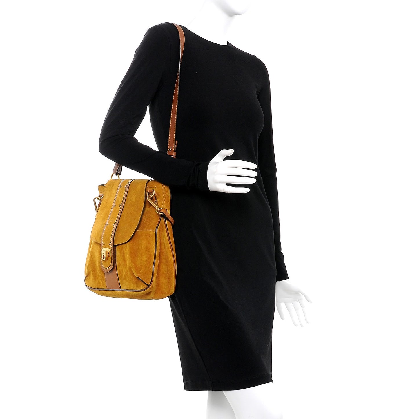 Suede Medium Lexa Shoulder Bag Mustard Brown