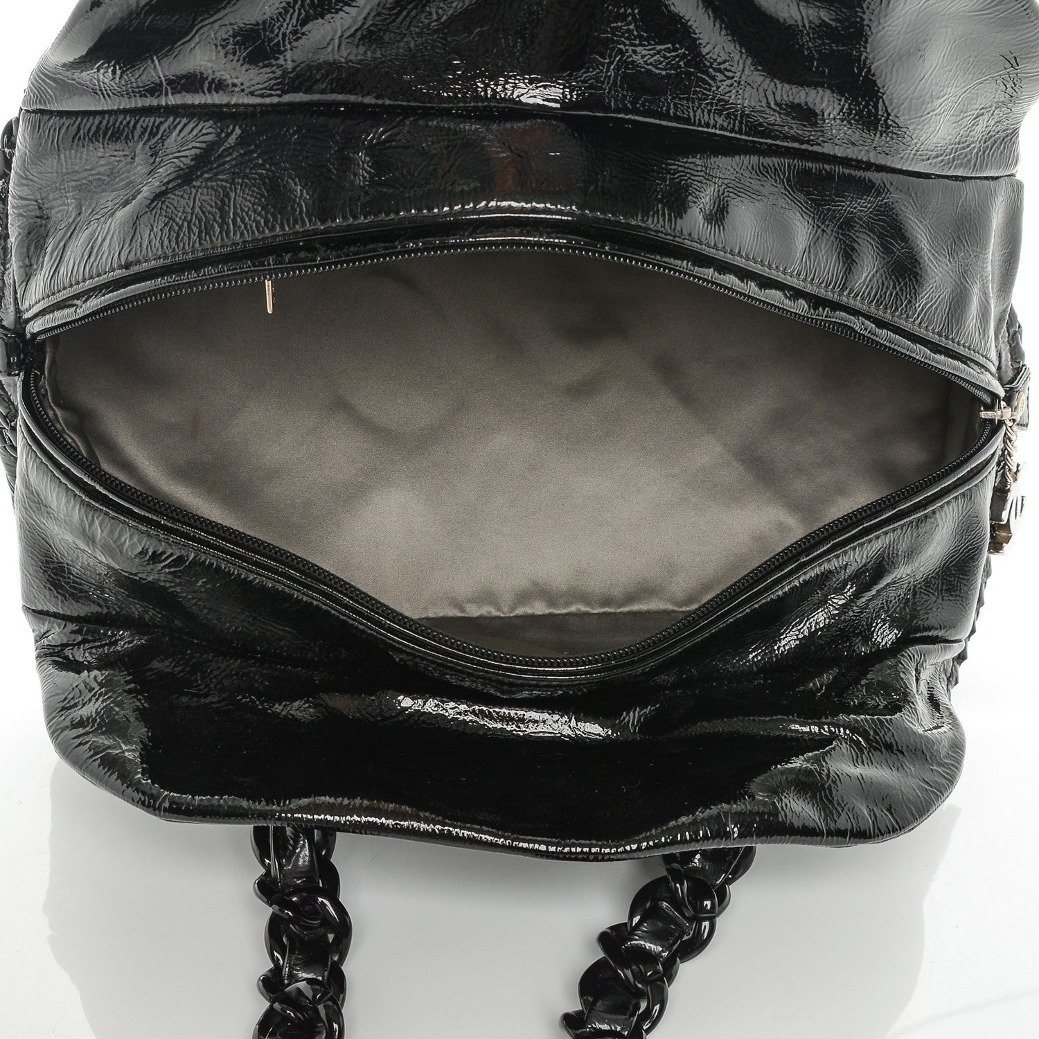 Chanel Patent Luxe Ligne Medium Bowler Black 5 of 8