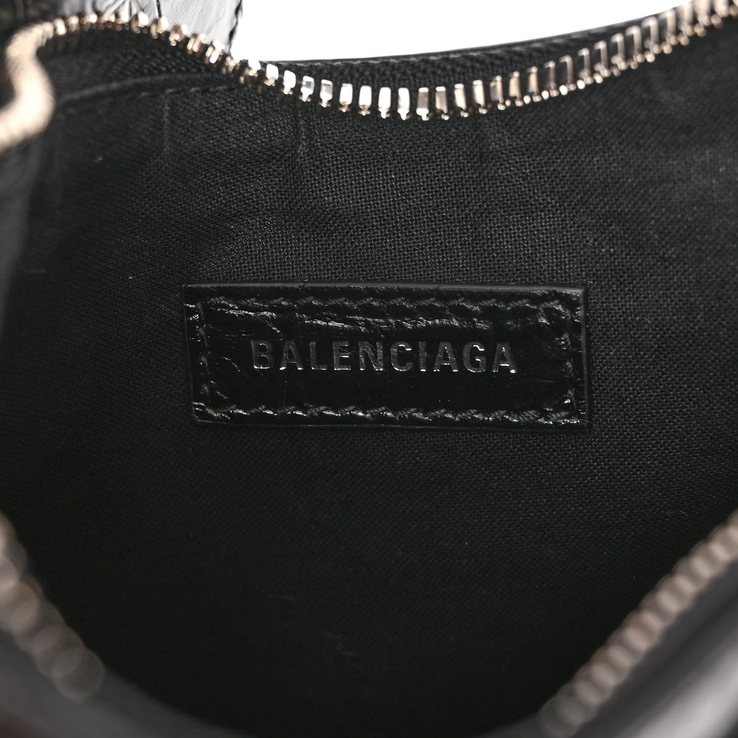 Balenciaga Extra Supple Calfskin Crystal Crocodile Embossed Le Cagole Shoulder Bag XS Black 5 of 8