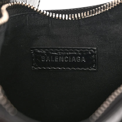 Balenciaga Extra Supple Calfskin Crystal Crocodile Embossed Le Cagole Shoulder Bag XS Black 5 of 8
