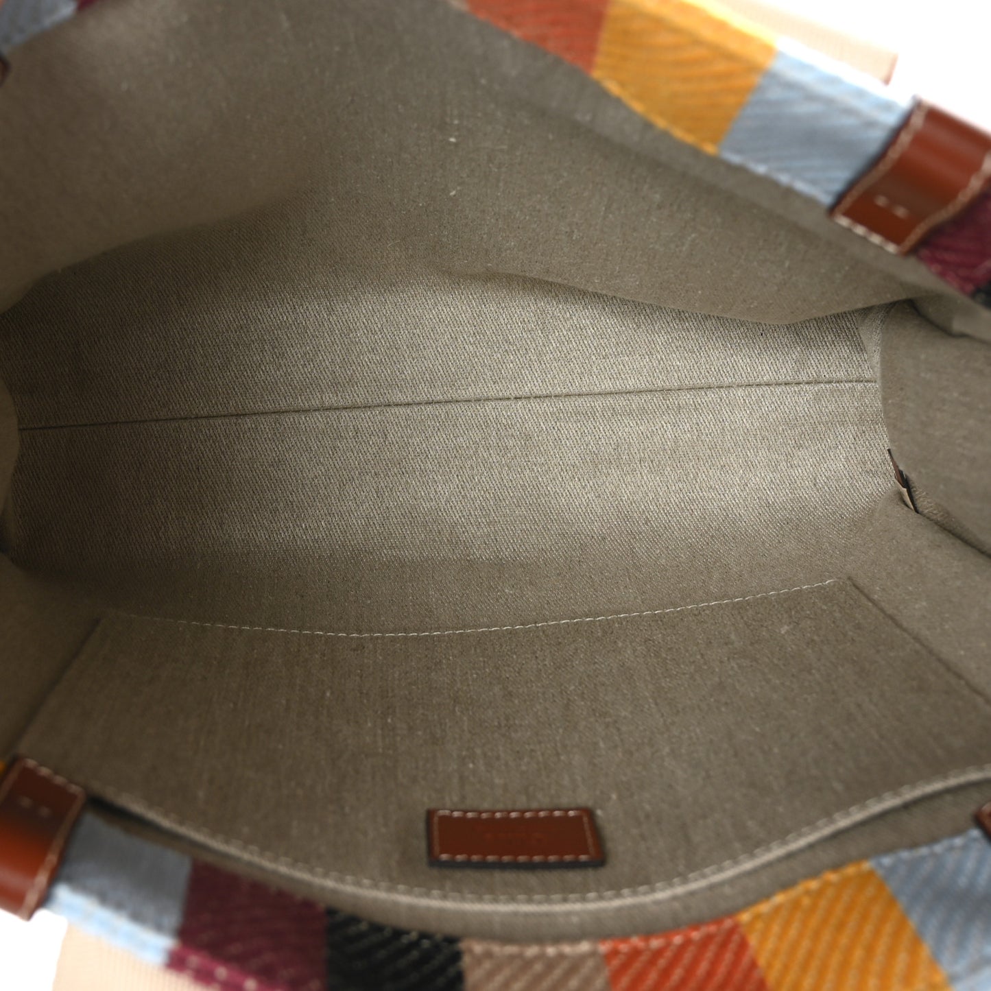 Cotton Calfskin Medium Woody Striped Tote Multicolor