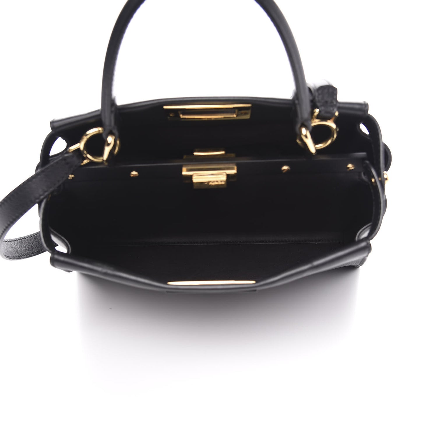 Vitello Seta Shiny Nappa Medium Peekaboo Iconic Satchel Black