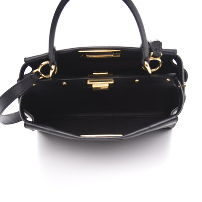 Fendi Vitello Seta Shiny Nappa Medium Peekaboo Iconic Satchel Black 6 of 10