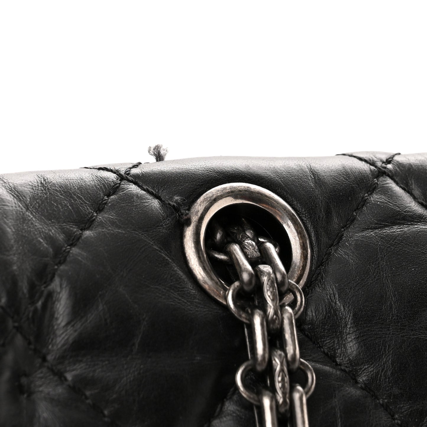 Aged Calfskin Quilted 2.55 Reissue 227 Flap Black