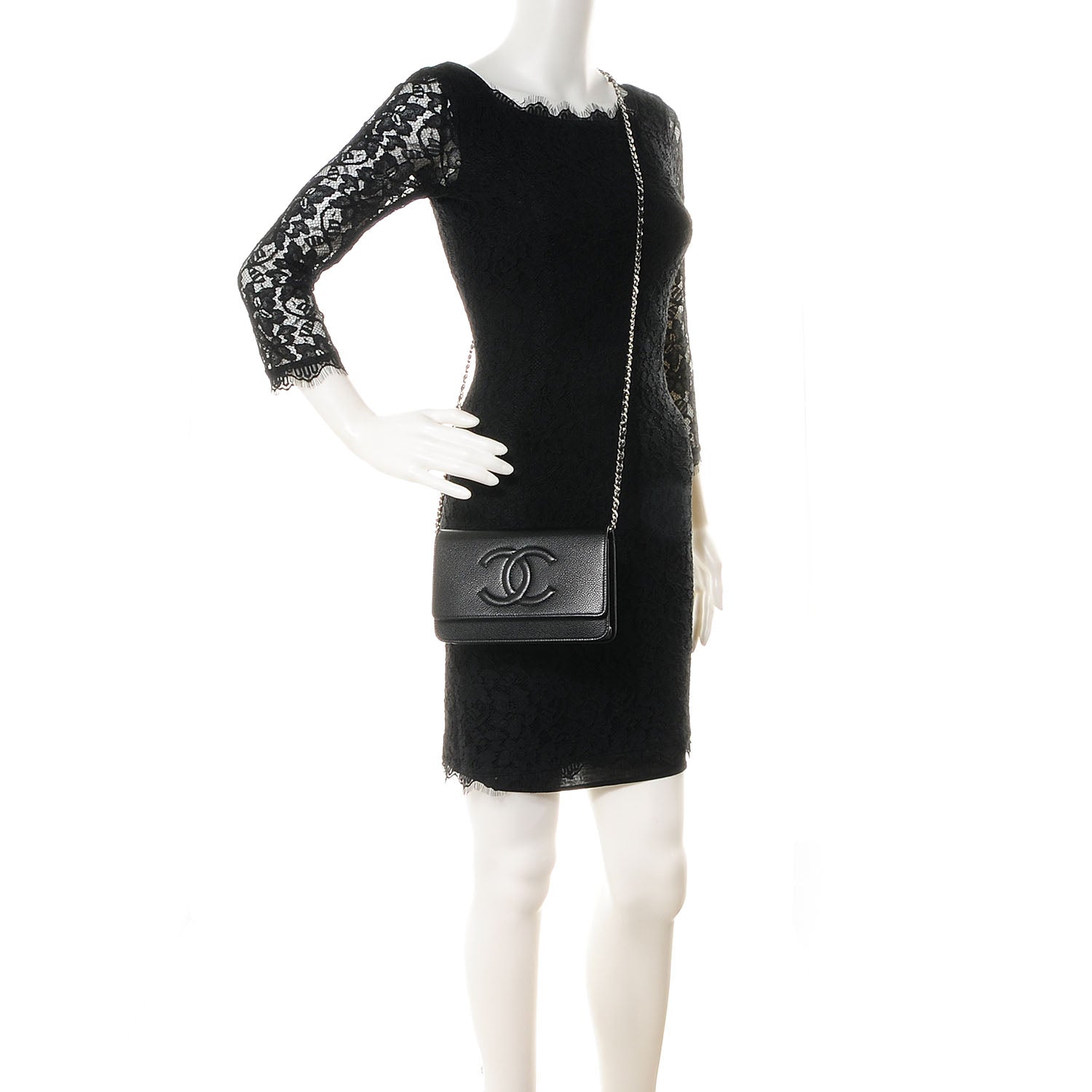 Chanel Caviar Wallet on Chain WOC Black 2 of 9