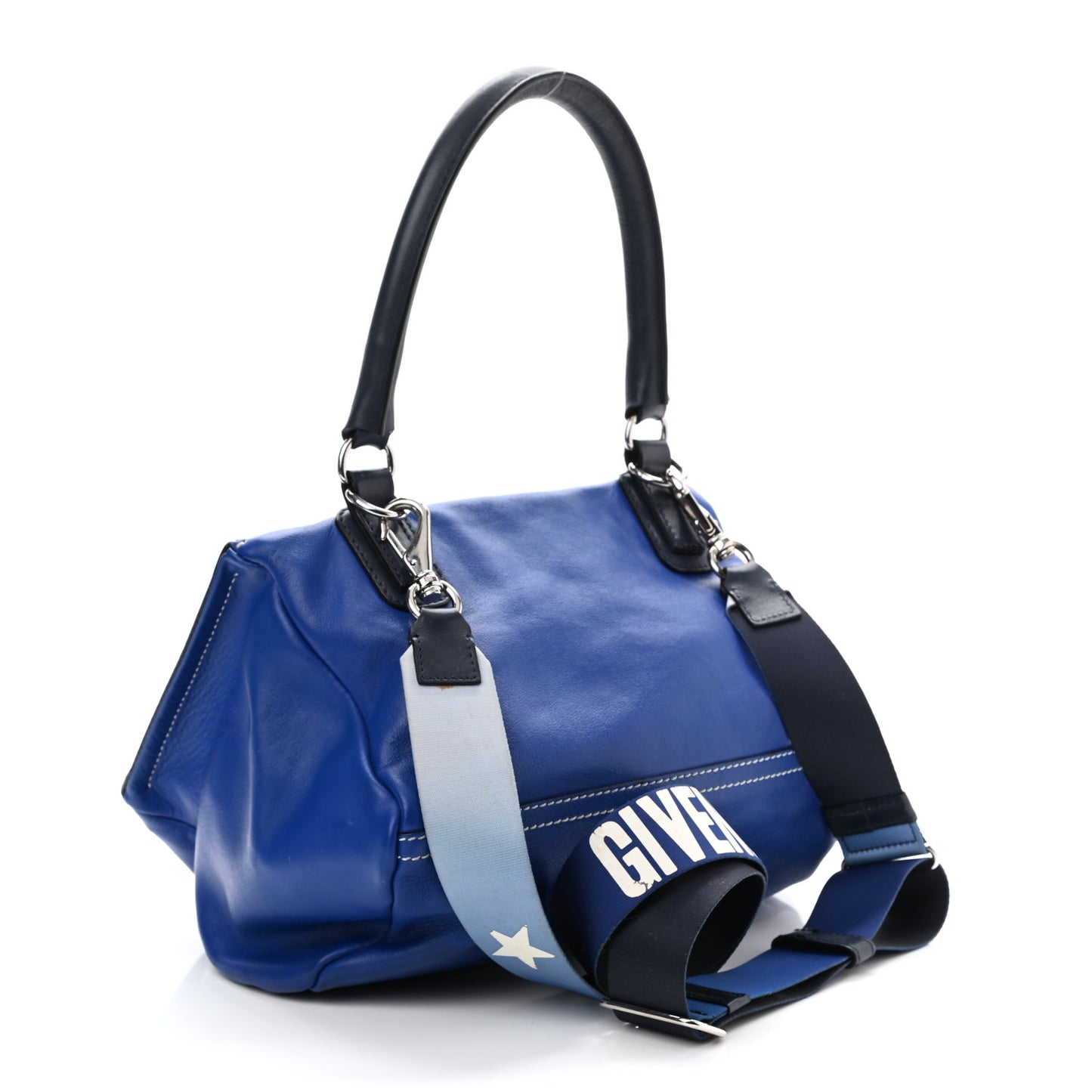 Calfskin Small Pandora Logo Strap Blue